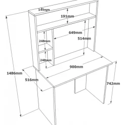 Skrivbord 90 cm brett - Furu/antracit