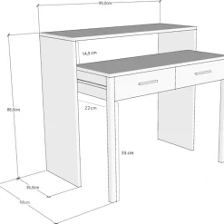 Skrivbord Maida utdragbart vit - 99 cm