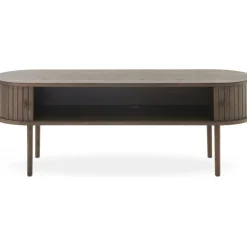 Slide TV-bänk - Brunlackad ek