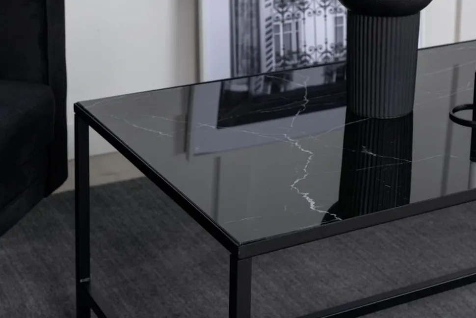 Slope soffbord 130x60 cm - Svart/mässing