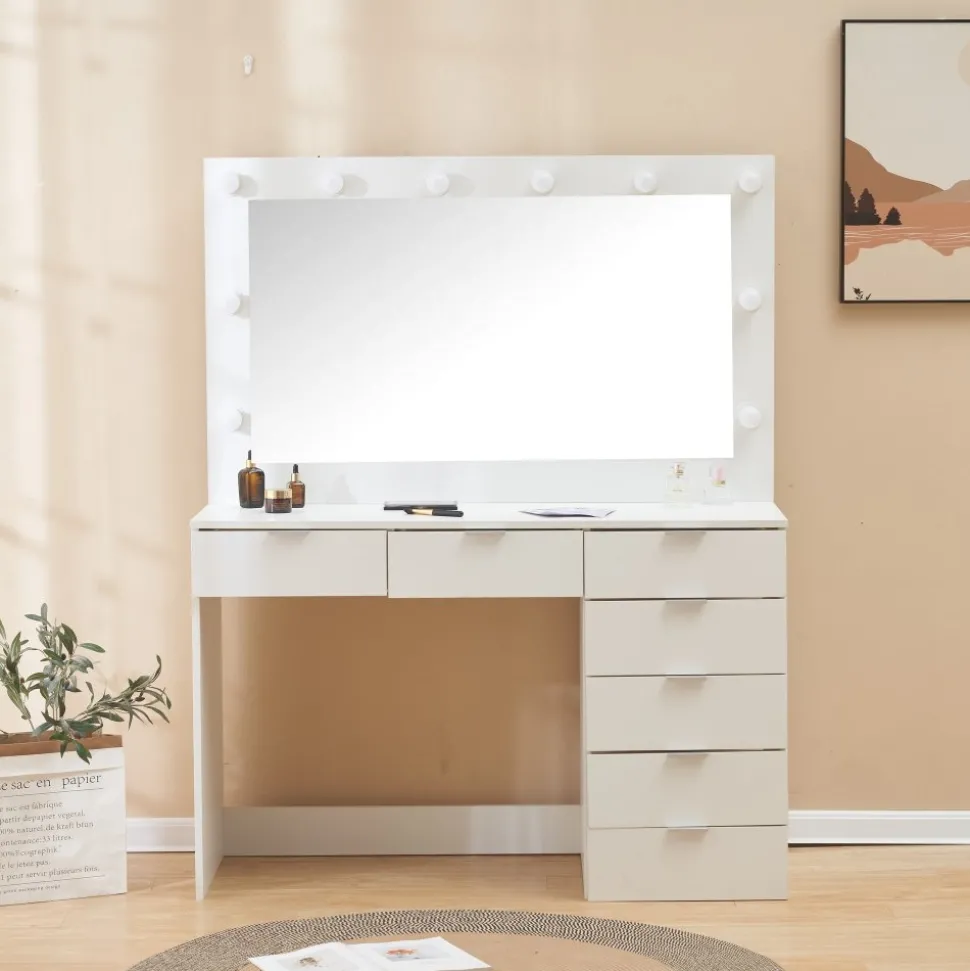 Sminkbord med belysning och förvaring + Möbeltassar