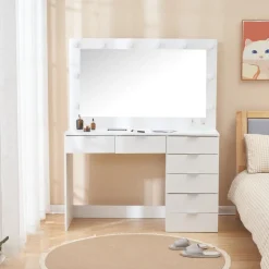 Sminkbord med belysning och förvaring + Möbeltassar