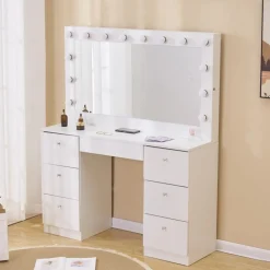 Sminkbord med belysning och kristall handtag + Textilrengöring för möbler