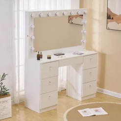 Sminkbord med belysning och kristall handtag + Textilrengöring för möbler