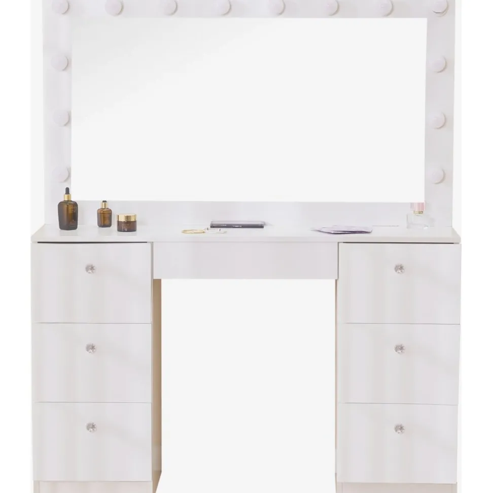 Sminkbord med belysning och kristall handtag + Möbeltassar