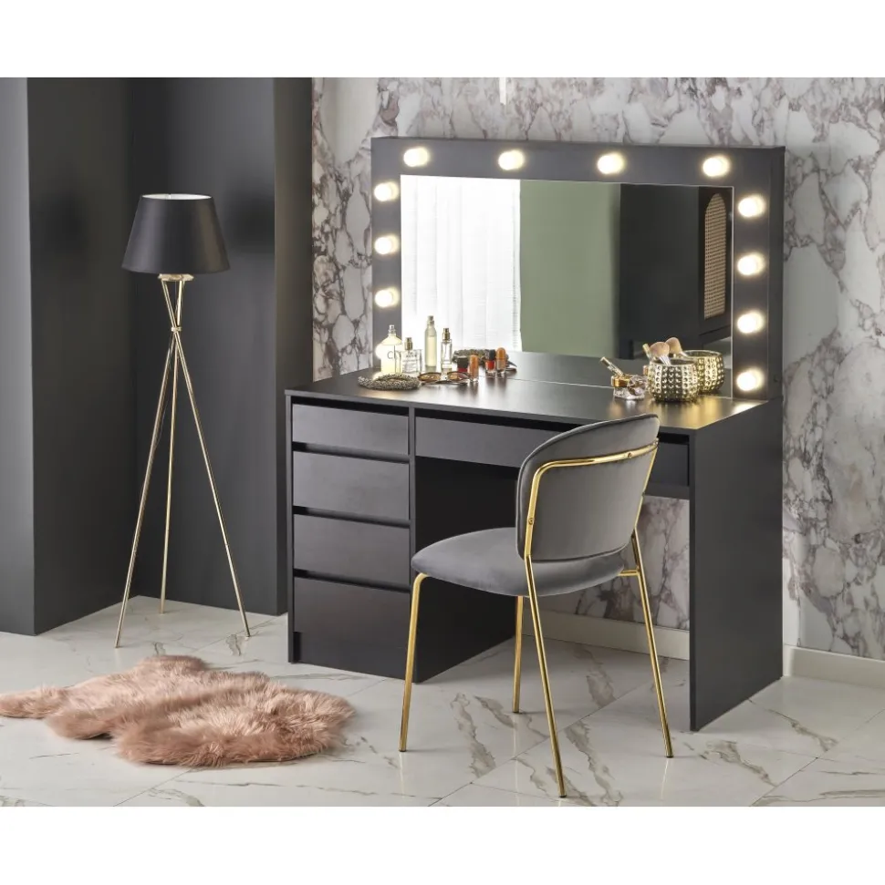 Sminkbord med LED-belysning svart - Facada