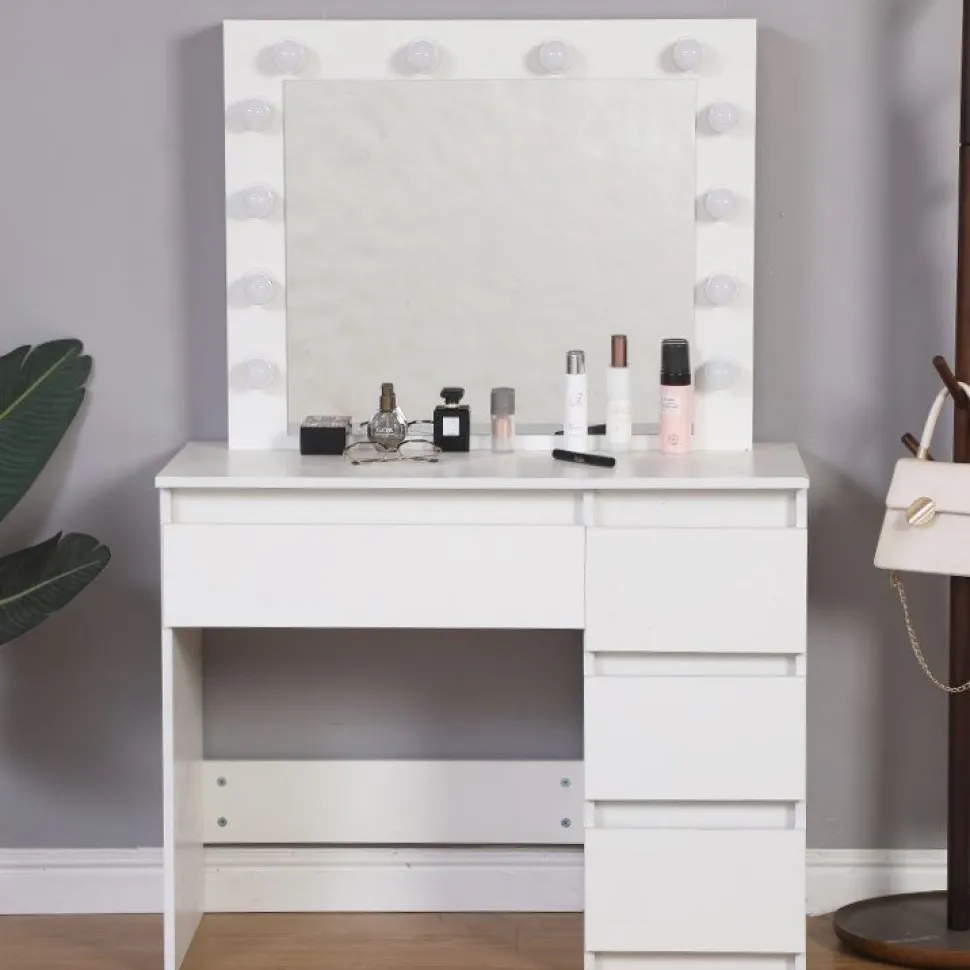 Sminkbord med LED-belysning vit - Giselle