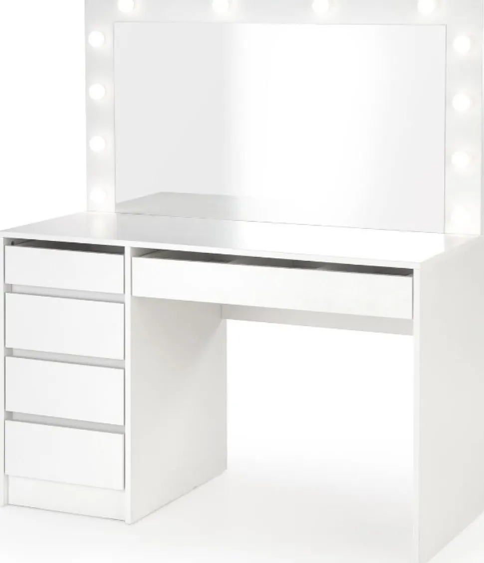 Sminkbord Vit 120 x 55 cm med LED-belysning - Facada