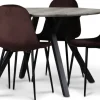 Smokey matgrupp, runt matbord med 4 st Carisma sammetsstolar - Bordeaux + 3.00 x Möbeltassar