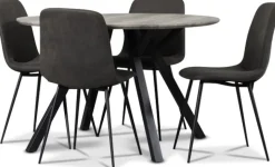 Smokey matgrupp, runt matbord med 4 st matstolar - Vintage