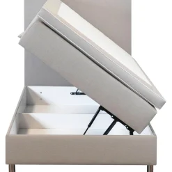 Säng 120x200 cm beige med förvaring 5 zoner pocketfjädrar