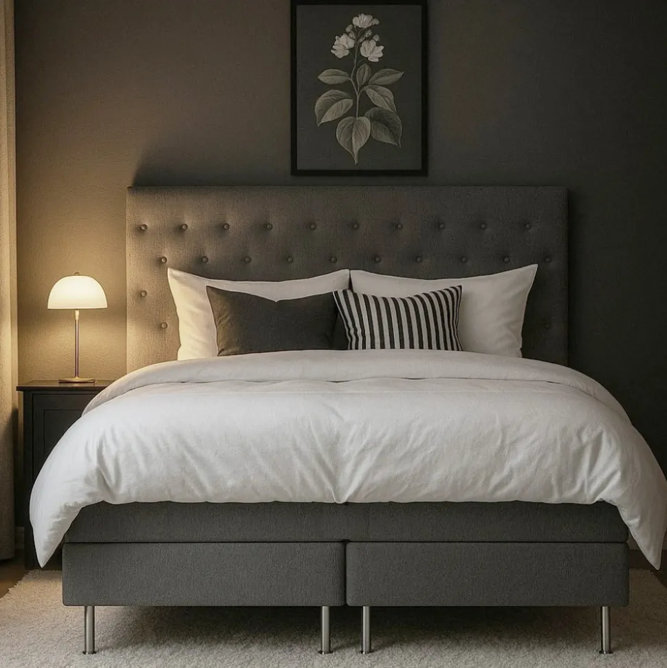 Säng 160x200 cm grå pocket 5 zoner