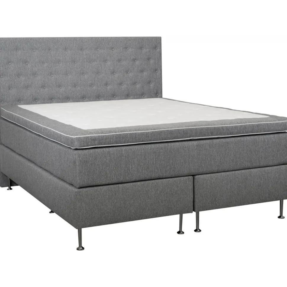 Säng 160x200 cm grå pocket 5 zoner