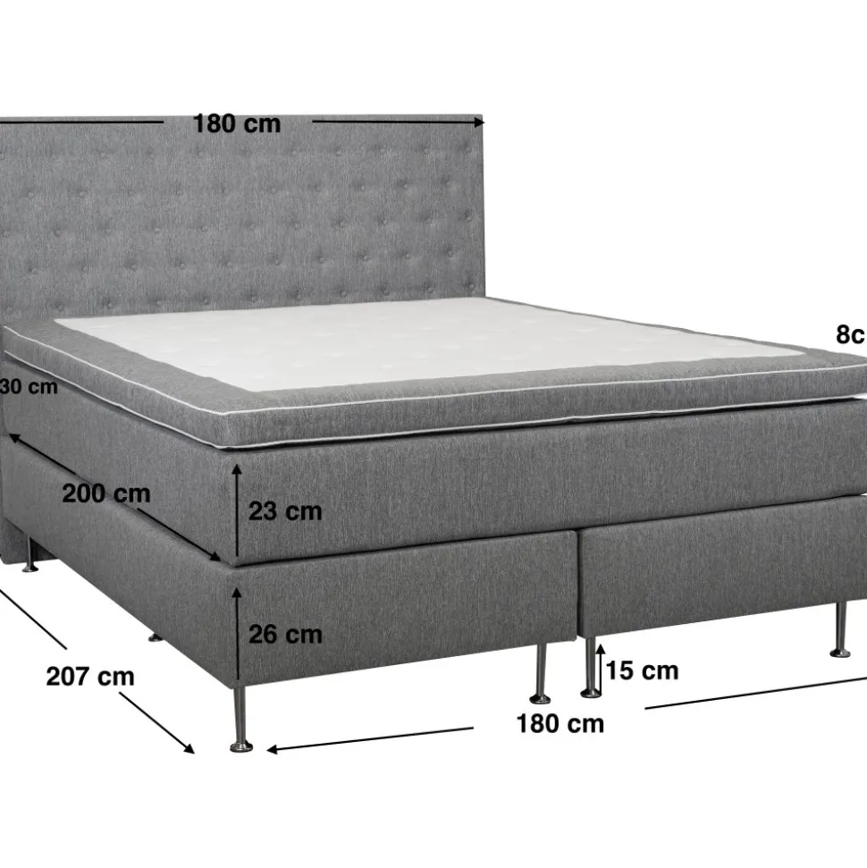 Säng 160x200 cm grå pocket 5 zoner
