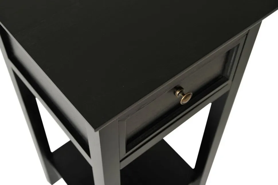 Sängbord 75 cm högt antiksvart - Holmby + Möbeltassar