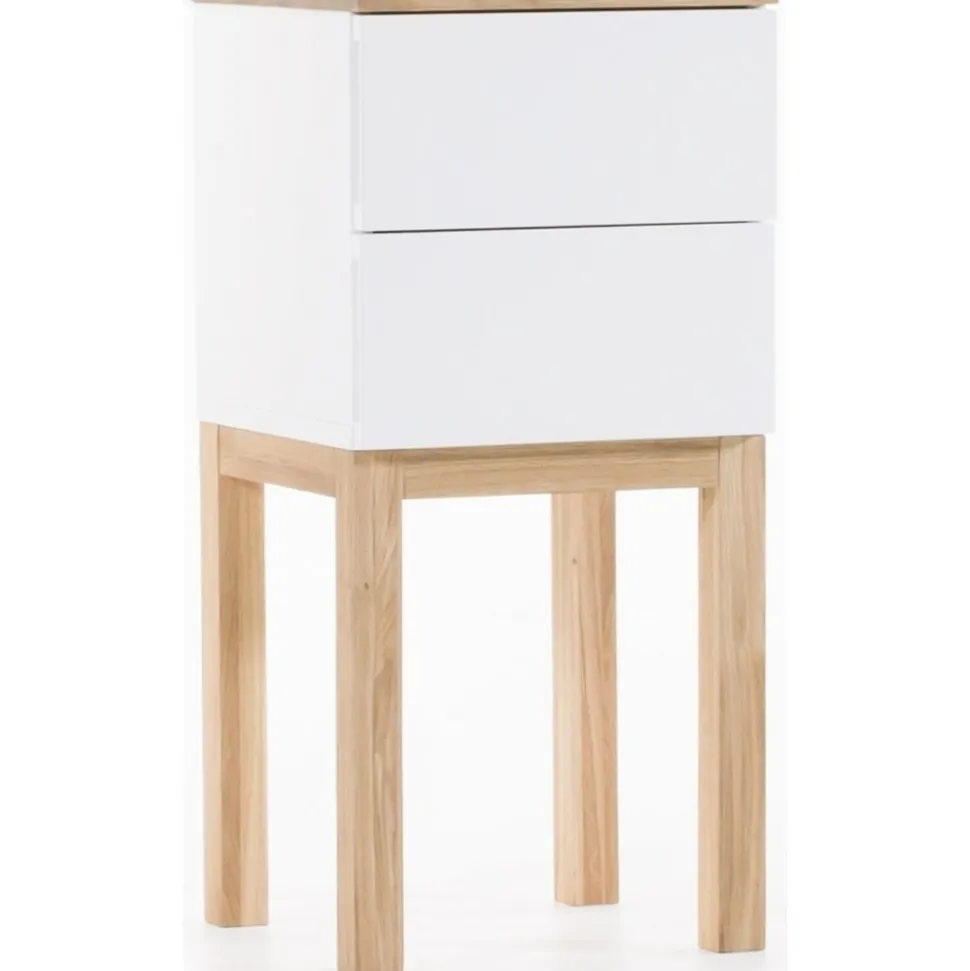 Sängbord vit med ek 75 cm + Fläckborttagare för möbler