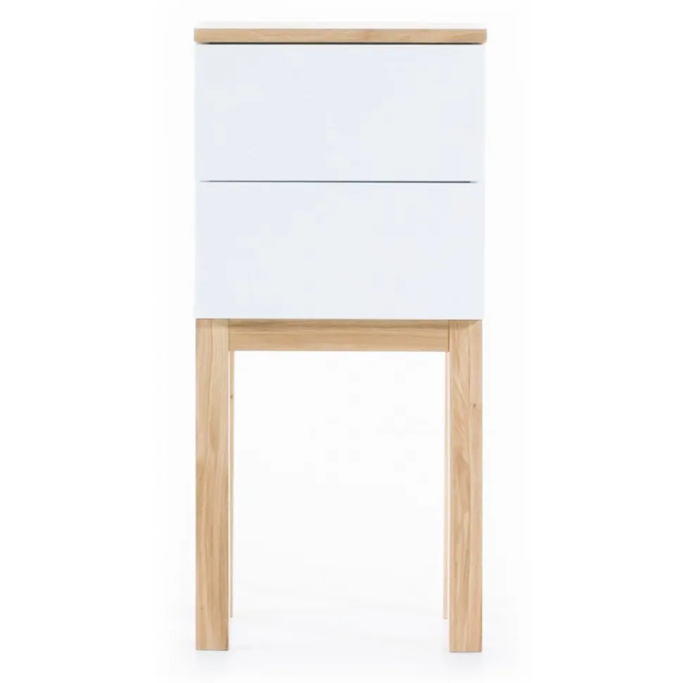 Sängbord vit med ek 75 cm + Fläckborttagare för möbler