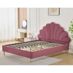 Sängram 160 x 200 cm - Rosa sammet - Saga