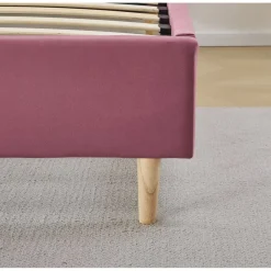 Sängram 160 x 200 cm - Rosa sammet - Saga