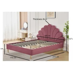 Sängram 160 x 200 cm - Rosa sammet - Saga