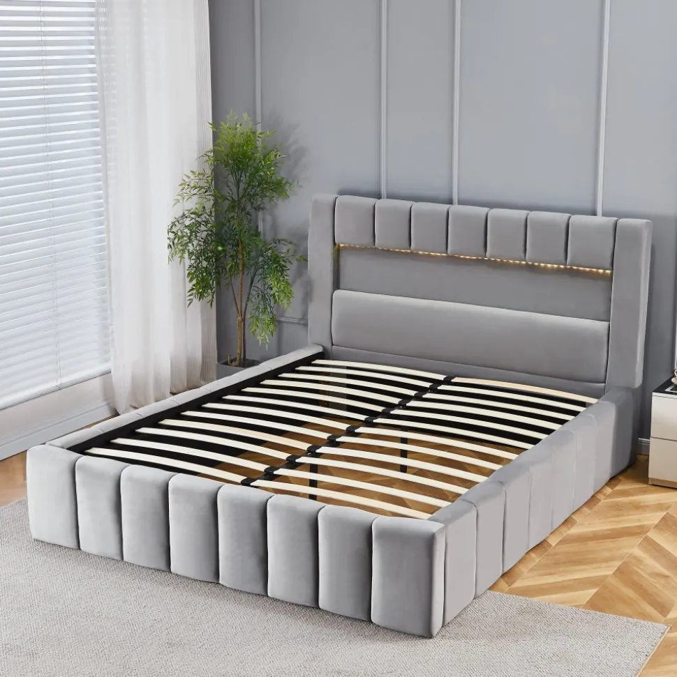 Sängram med led-belysning 160x200 cm