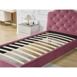 Sängram rosa sammet - 90 x 200 cm