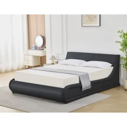 Sängram svart konstläder 160 x 200 cm