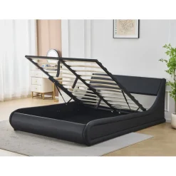 Sängram svart konstläder 160 x 200 cm