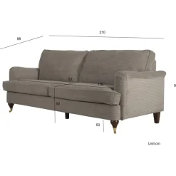 Soffa 210 cm bred Howard Watford Deluxe - Grå + Textilrengöring för möbler