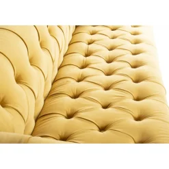 Soffa 235 cm bred i gul sammet chesterfield