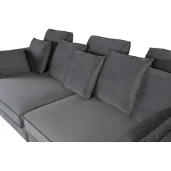 Soffa 250 cm bred mörkgrå sammet 114 cm djup + Fläckborttagare för möbler