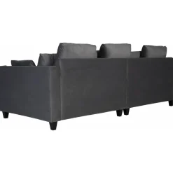 Soffa 250 cm bred mörkgrå sammet 114 cm djup