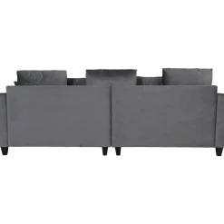 Soffa 250 cm bred mörkgrå sammet 114 cm djup