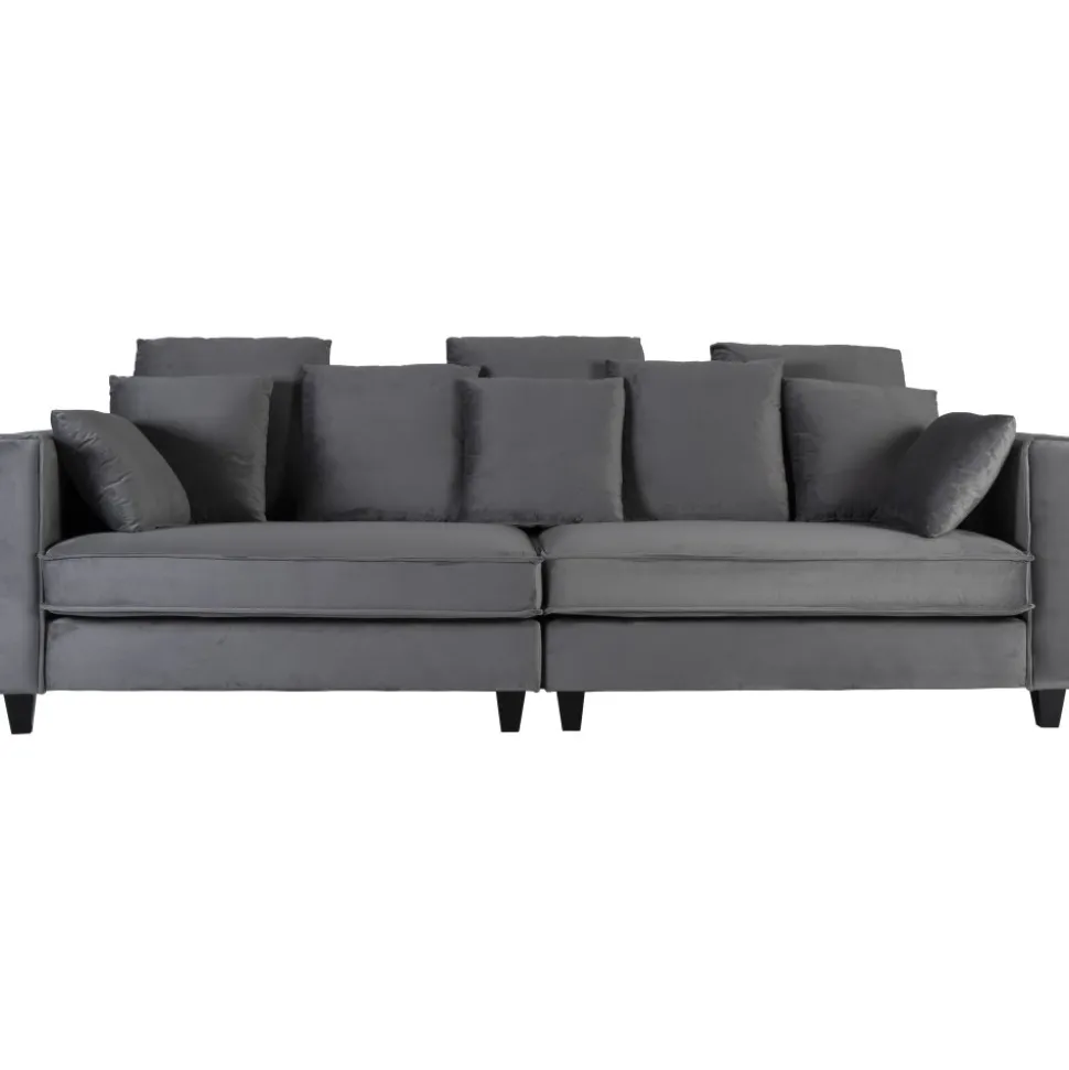 Soffa 250 cm bred mörkgrå sammet 114 cm djup + Textilrengöring för möbler