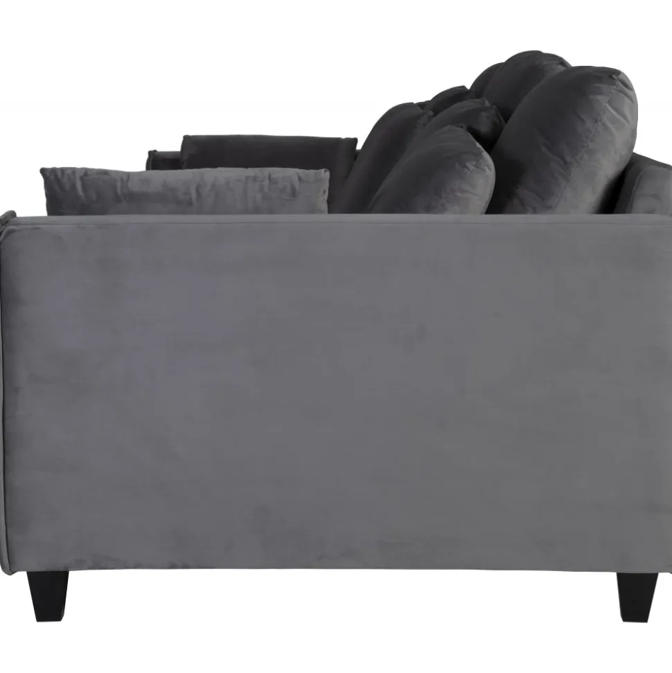 Soffa 250 cm bred mörkgrå sammet 114 cm djup + Textilrengöring för möbler