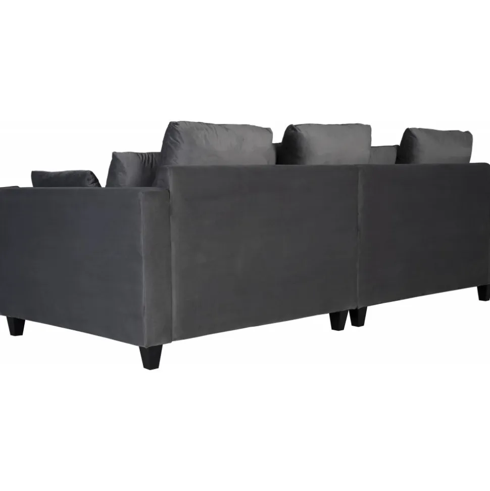 Soffa 250 cm bred mörkgrå sammet 114 cm djup + Textilrengöring för möbler