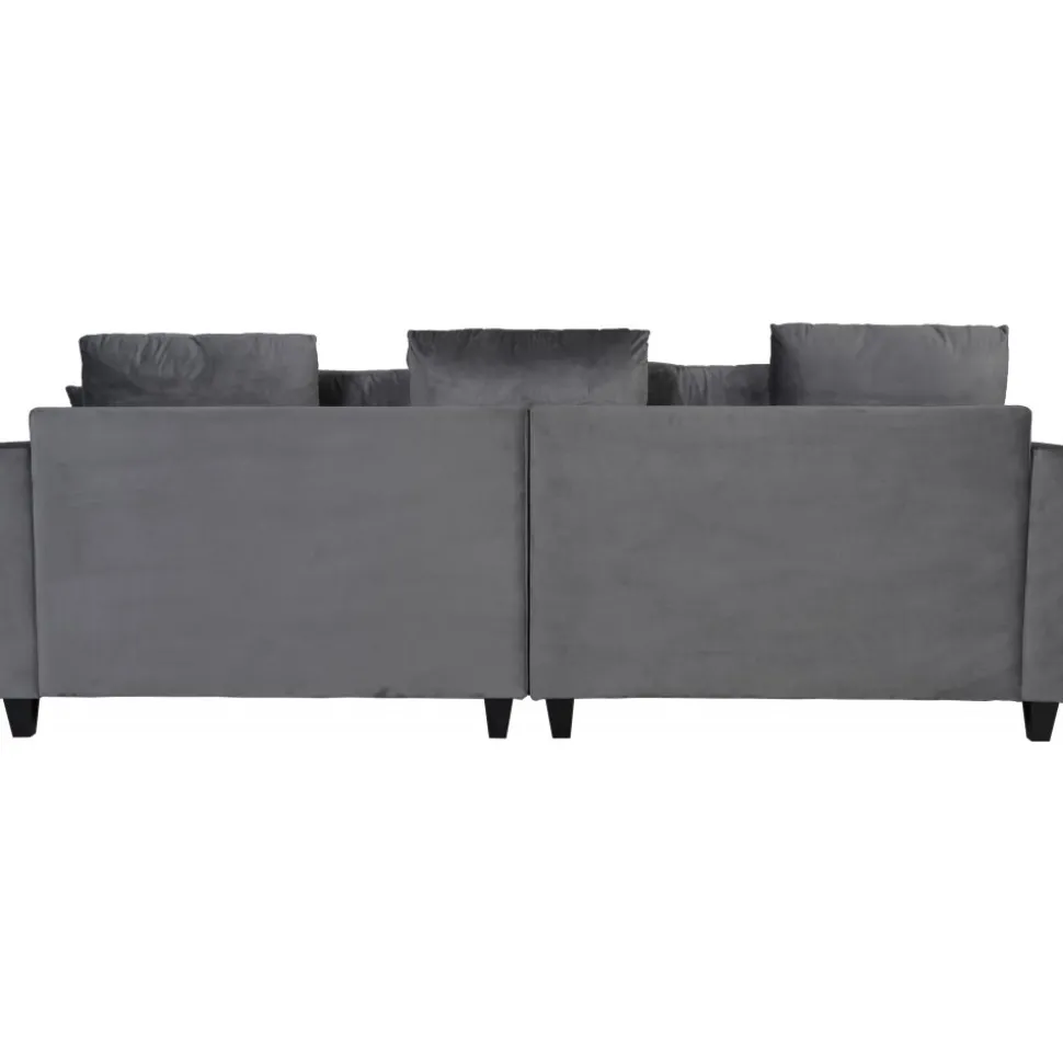 Soffa 250 cm bred mörkgrå sammet 114 cm djup + Textilrengöring för möbler