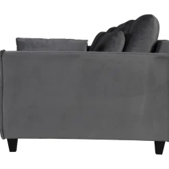 Soffa 270 cm bred och 114 cm djup - grå sammet + Textilrengöring för möbler