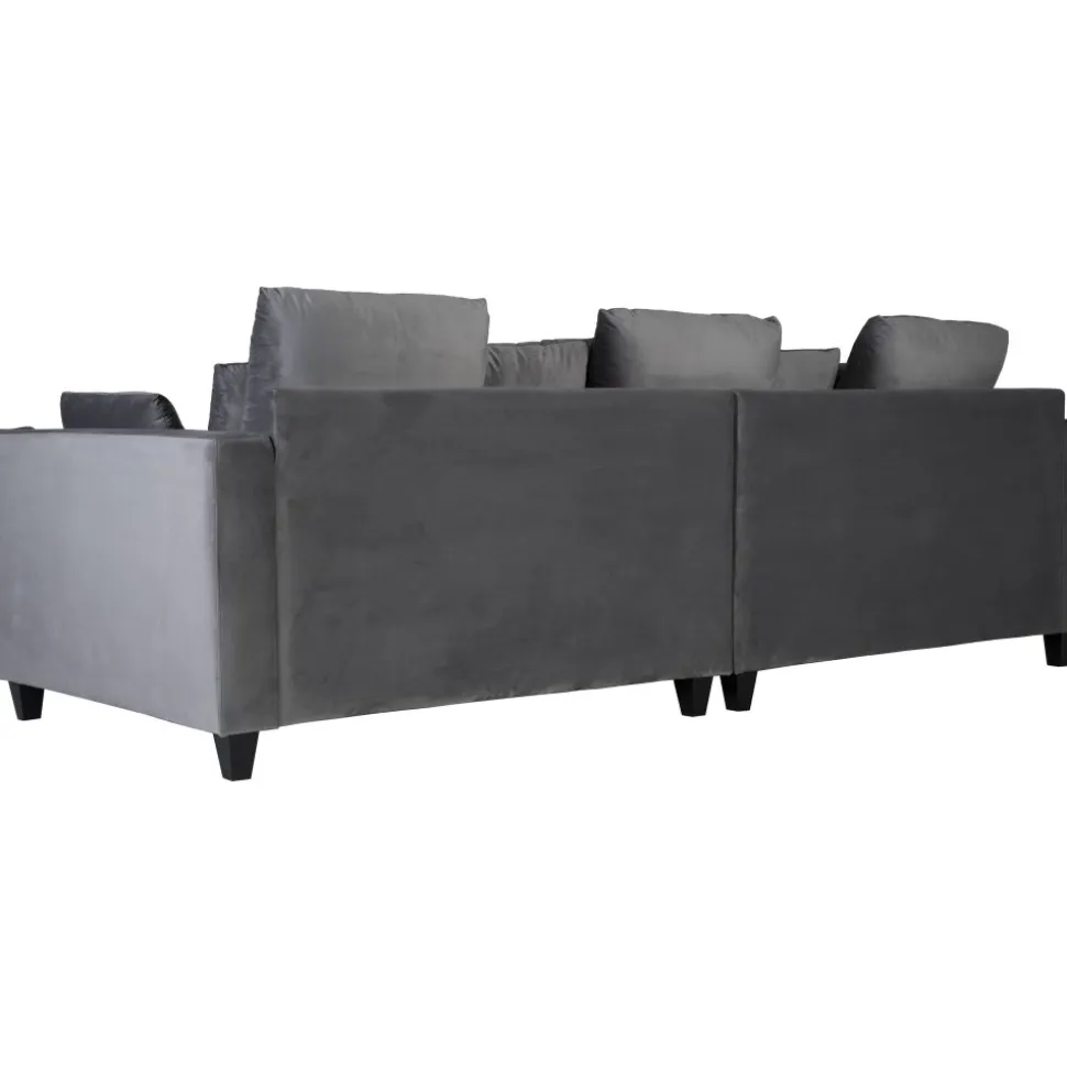 Soffa 270 cm bred och 114 cm djup - grå sammet + Textilrengöring för möbler