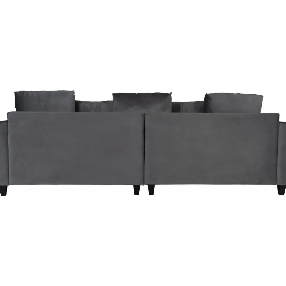 Soffa 270 cm bred och 114 cm djup - grå sammet + Textilrengöring för möbler