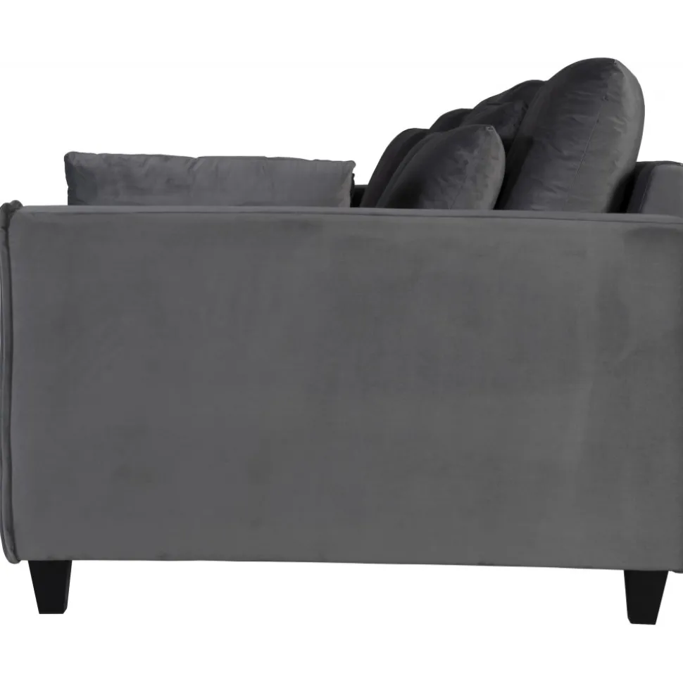 Soffa 270 cm bred och 114 cm djup - grå sammet + Fläckborttagare för möbler