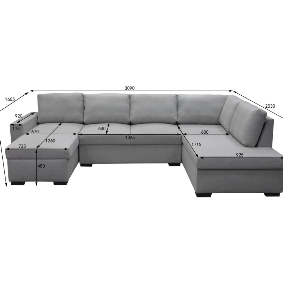 Soffa 309 cm ljusgrå - Solna