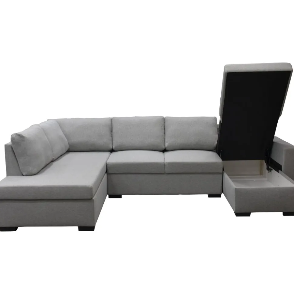 Soffa 309 cm ljusgrå - Solna + Textilrengöring för möbler