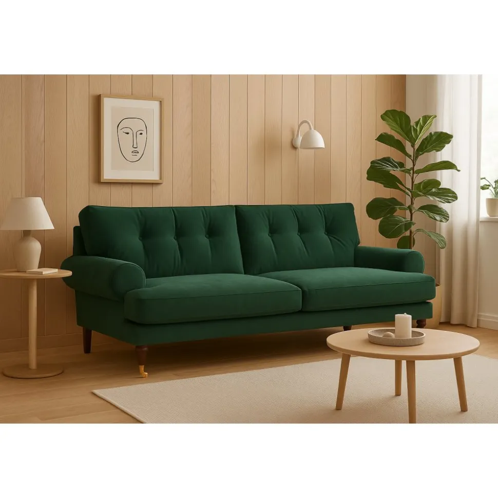 Soffa Andrew 225 cm - Buteljgrön sammet