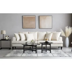 Soffa beige 4-sits med lösa kuddar - Remy