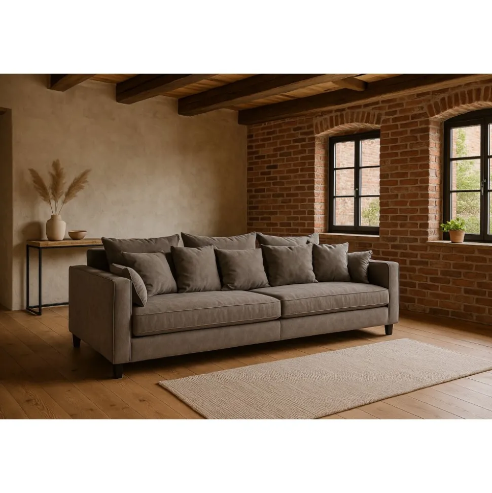 Soffa Brandy lounge 210 cm - Beige läderimitation