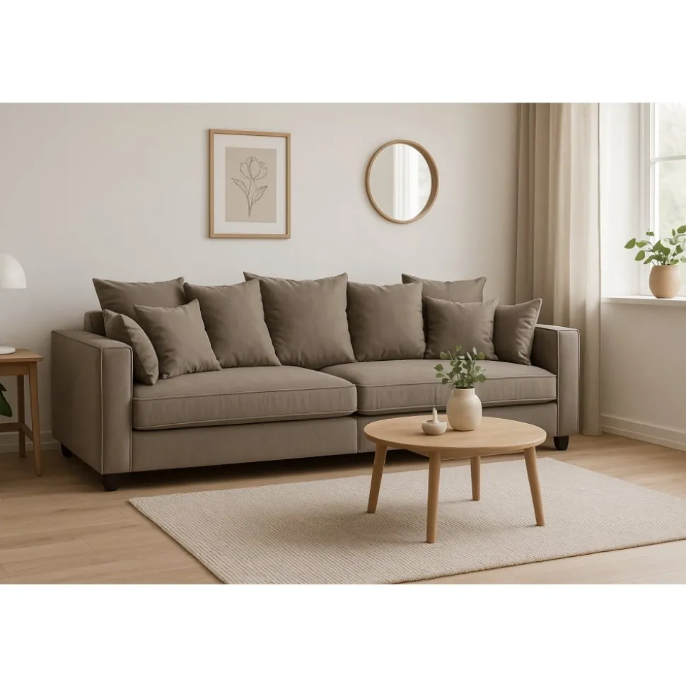 Soffa Brandy lounge 210 cm - Gråbeige sammet