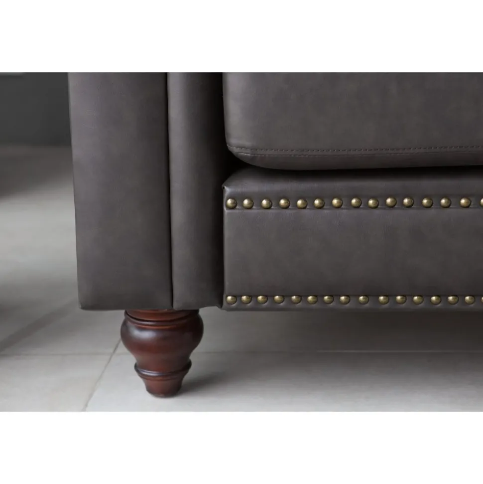 Soffa chesterfield 3-sits 219 cm svart konstläder + Fläckborttagare för möbler