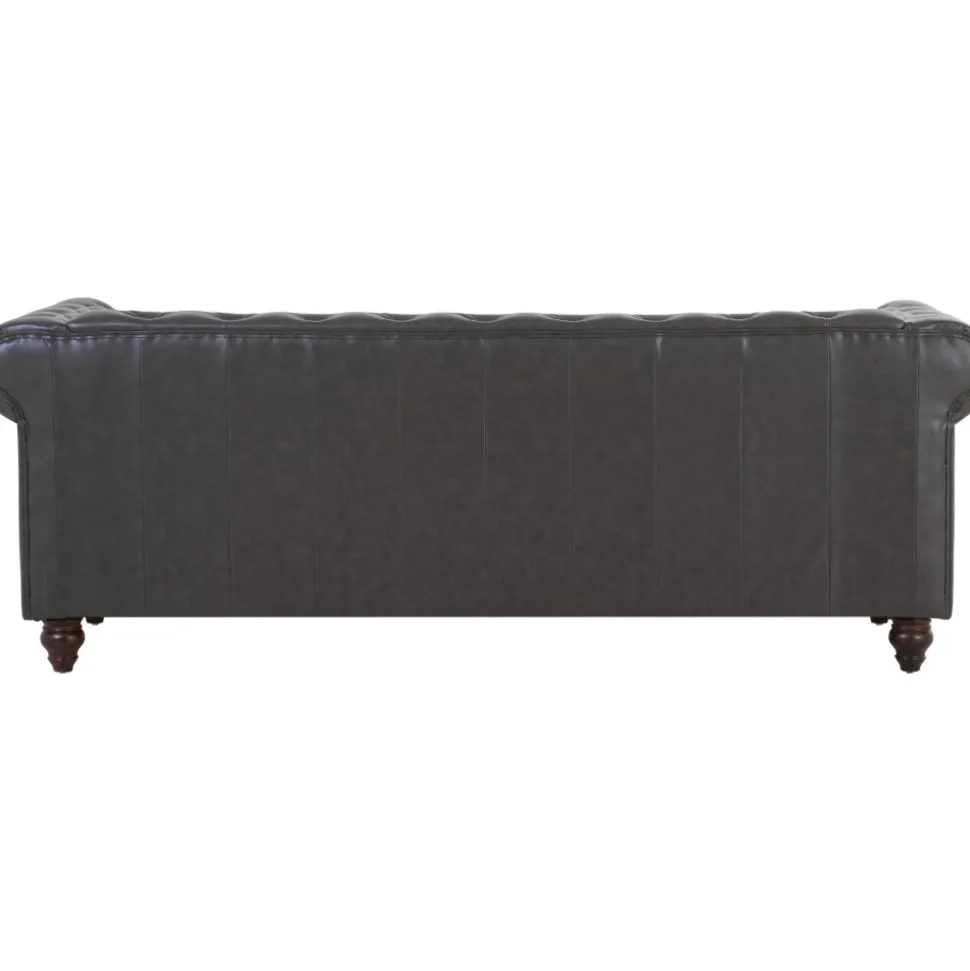 Soffa chesterfield 3-sits 219 cm svart konstläder + Fläckborttagare för möbler