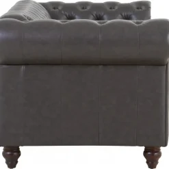 Soffa chesterfield 3-sits 219 cm svart konstläder + Textilrengöring för möbler